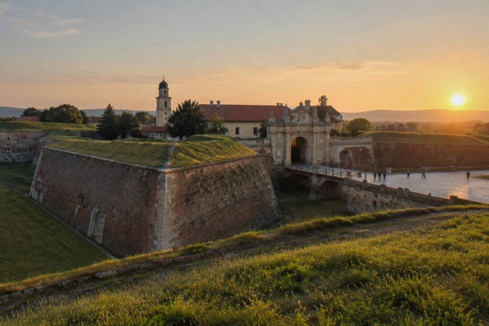 The star-shaped ramparts of the Alba Carolina citadel in Alba Iulia
