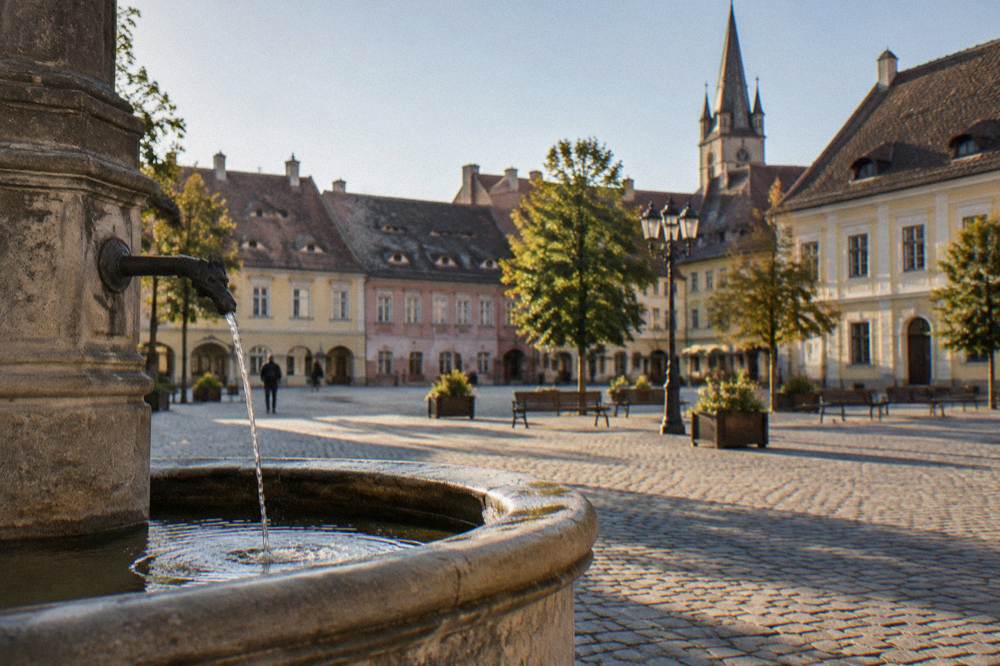 Stone square open and wide, with room for small feet to run and no crowd in the way